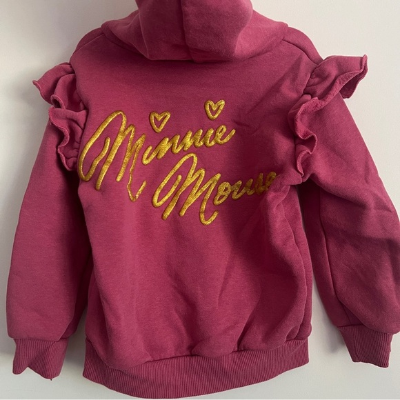 Disney Junior Minnie Mouse Pink and Yellow Hoodie with Mouse Ears Hood-Size 4T - Picture 5 of 8